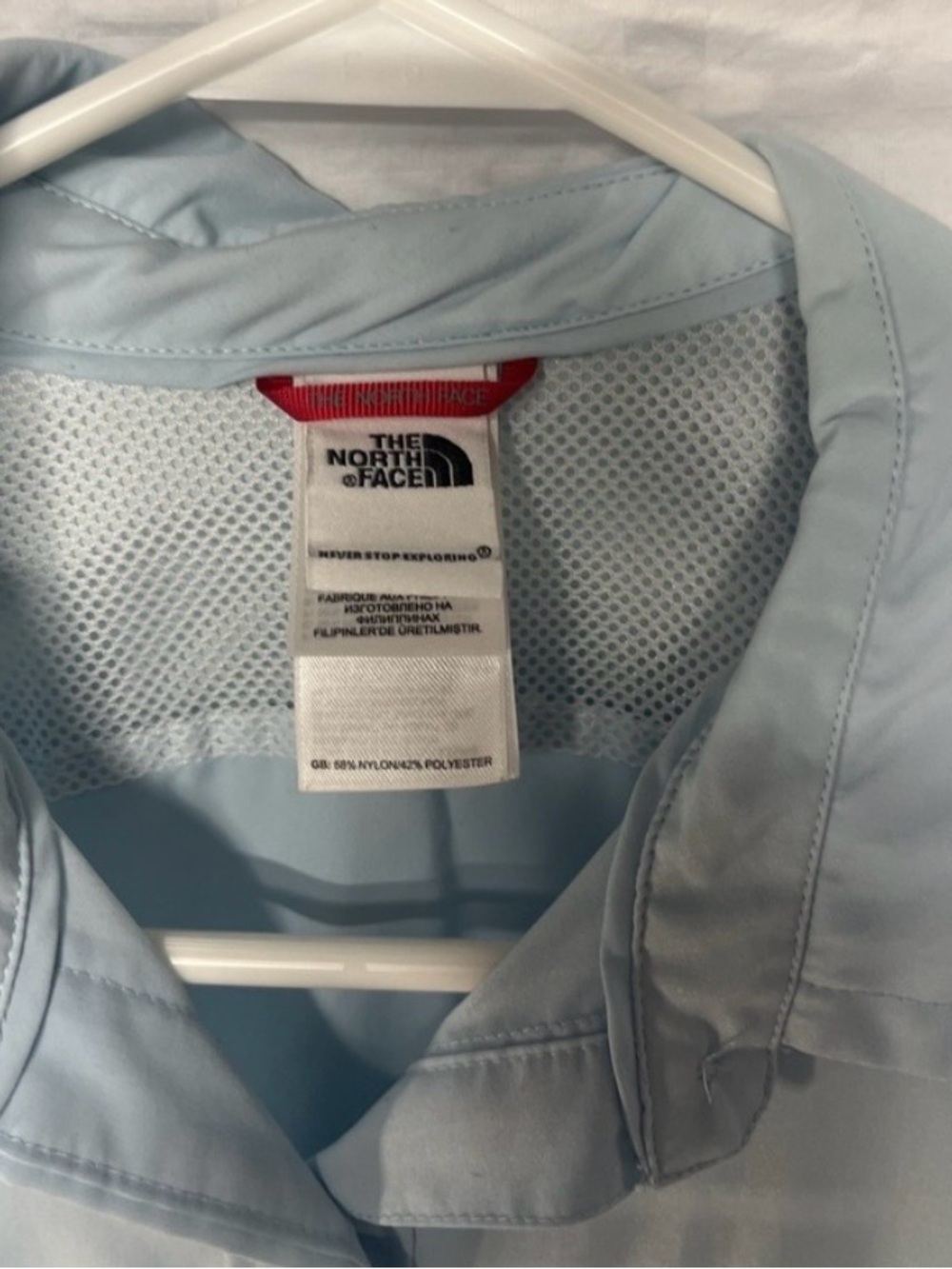 North Face Vapor Wick Light Blue Short Sleeve Women’s Shirt Size Large - Picture 3 of 5